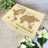 Retro World Map Our Adventures Couple Travels Personalised Wooden Keepsake Box