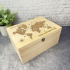 Retro World Map Our Adventures Couple Travels Personalised Wooden Keepsake Box