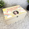 Girl Unicorn Rainbow Keepsake Memories Photo Personalised Wooden Keepsake Box