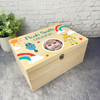 Boy Robot Rainbow Photo Kids Memory Personalised Storage Wooden Keepsake Box