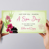 Green Background Pink Spa Stones Gift Personalised Surprise Ticket Gift Voucher