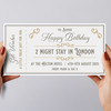 Happy Birthday Gold Elegant Any Event Personalised Surprise Ticket Gift Voucher