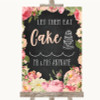 Chalkboard Style Pink Roses Let Them Eat Cake Personalised Wedding Sign