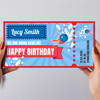 Blue Red Bowling Pins Going Bowling Personalised Surprise Ticket Gift Voucher