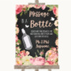 Chalkboard Style Pink Roses Message In A Bottle Personalised Wedding Sign