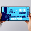 Blue Guitar Rock Concert Any Event Personalised Surprise Ticket Gift Voucher