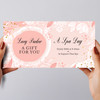 Pink Floral Gold Dots Any Occasion Personalised Surprise Ticket Gift Voucher