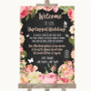 Chalkboard Style Pink Roses No Phone Camera Unplugged Personalised Wedding Sign