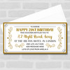 Birthday Night Away Gold Elegant Personalised Surprise Ticket Gift Voucher