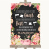 Chalkboard Style Pink Roses Photo Prop Guestbook Personalised Wedding Sign