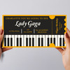 Yellow Piano Keys Concert Gift Personalised Surprise Ticket Gift Voucher