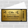 Gold Music Notes Any Show Gift Personalised Surprise Ticket Gift Voucher