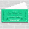 Happy Birthday Any Event Green Personalised Surprise Ticket Gift Voucher