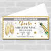 Any Event Bar Restaurant Gold Personalised Surprise Ticket Gift Voucher