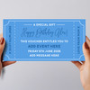 Happy Birthday Any Event Blue Personalised Surprise Ticket Gift Voucher