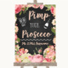 Chalkboard Style Pink Roses Pimp Your Prosecco Personalised Wedding Sign