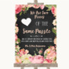 Chalkboard Style Pink Roses Puzzle Piece Guest Book Personalised Wedding Sign