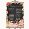 Chalkboard Style Pink Roses Romantic Vows Personalised Wedding Sign