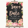 Chalkboard Style Pink Roses Save The Date Personalised Wedding Sign