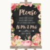 Chalkboard Style Pink Roses Share Your Wishes Personalised Wedding Sign