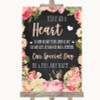 Chalkboard Style Pink Roses Sign a Heart Personalised Wedding Sign