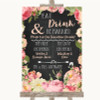 Chalkboard Style Pink Roses Signature Favourite Drinks Personalised Wedding Sign