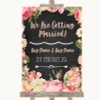 Chalkboard Style Pink Roses We Are Getting Married Personalised Wedding Sign