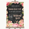 Chalkboard Style Pink Roses Wishing Well Message Personalised Wedding Sign