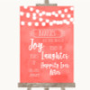 Coral Watercolour Lights Hankies And Tissues Personalised Wedding Sign