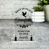 Grandfather Black Rose Dove Silhouette Memorial Gift Gravestone Keepsake Plaque