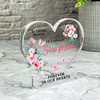 Stepmum Pink Floral Memorial Gift Heart Ornament Keepsake Plaque Ornament