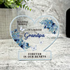 Grandpa Blue Floral Memorial Gift Heart Ornament Keepsake Plaque Ornament