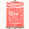 Coral Watercolour Lights Let Love Glow Glowstick Personalised Wedding Sign
