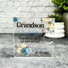 Gift For Grandson Thank You Blue Floral Puzzle Piece Keepsake Plaque Ornament
