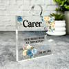Gift For Carer Thank You Blue Floral Puzzle Piece Keepsake Plaque Ornament
