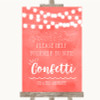 Coral Watercolour Lights Take Some Confetti Personalised Wedding Sign