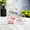 Nanny Pink Magnolia Memorial Heart Gift Side Heart Keepsake Plaque Ornament