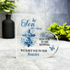 Son-In-Law Blue Floral Cross Memorial Heart Gift Side Heart Keepsake Plaque