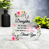 Gift For Daughter Thank You Floral Butterflies Side Heart Keepsake Plaque