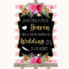 Gold & Pink Stripes Heaven Loved Ones Personalised Wedding Sign