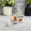Gift For Coffee Lover Watercolour Coffee Cups Side Heart Keepsake Plaque Present