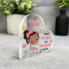 Gift For Cousin Dark Skin Cute Ballerina Girl Side Heart Keepsake Plaque Present