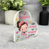 Gift For Daughter Dark Brown Hair Cute Ballerina Girl Side Heart Keepsake Plaque