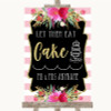 Gold & Pink Stripes Let Them Eat Cake Personalised Wedding Sign