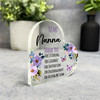 Purple Floral Butterflies Nanna Thank You Gift Side Heart Keepsake Plaque