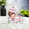 Gift For Friend Dark Brown Hair Cute Ballerina Girl Side Heart Keepsake Plaque