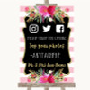 Gold & Pink Stripes Social Media Hashtag Photos Personalised Wedding Sign