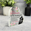 Gift For Great Granddaughter Wedding Day Pink Floral poem Heart Keepsake Plaque