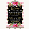 Gold & Pink Stripes Welcome Order Of The Day Personalised Wedding Sign