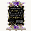 Gold & Purple Stripes Cheeseboard Cheese Song Personalised Wedding Sign